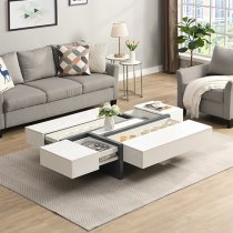 Storm High Gloss Storage Coffee Table In White And Grey