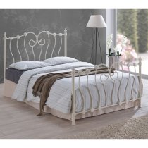 Inova Designer Metal King Size Bed In Ivory