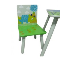 Dinosaur Kids Square Table With 2 Chairs In Green And White