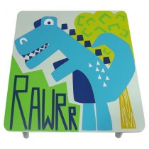 Dinosaur Kids Square Table With 2 Chairs In Green And White