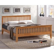 Turin Wooden Double Bed In Honey Oak