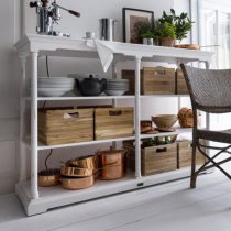 Boraux Wooden Kitchen Table In White With 6 Boxes