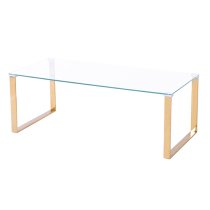 Megan Clear Glass Rectangular Coffee Table With Gold Legs