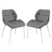 Dinky Bistro Grey Faux Leather Dining Chairs In Pair