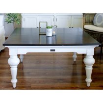 Provik Square Coffee Table In White Distress And Deep Brown