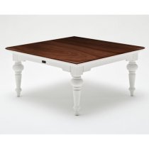 Provik Square Coffee Table In White Distress And Deep Brown