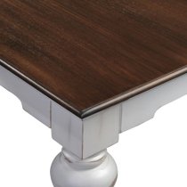 Provik Square Coffee Table In White Distress And Deep Brown