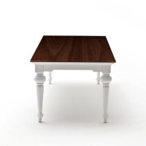 Provik Wooden Dining Table In White Distress And Deep Brown