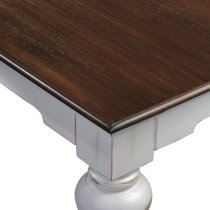 Provik Wooden Dining Table In White Distress And Deep Brown