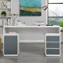 Florentine High Gloss Computer Desk In White And Grey