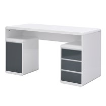 Florentine High Gloss Computer Desk In White And Grey