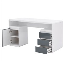 Florentine High Gloss Computer Desk In White And Grey