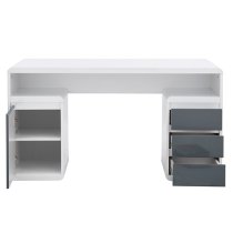 Florentine High Gloss Computer Desk In White And Grey