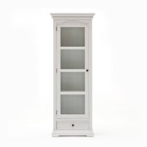 Proviko Glass Door Wooden Display Cabinet In Classic White