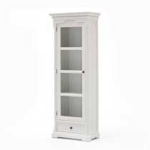 Proviko Glass Door Wooden Display Cabinet In Classic White