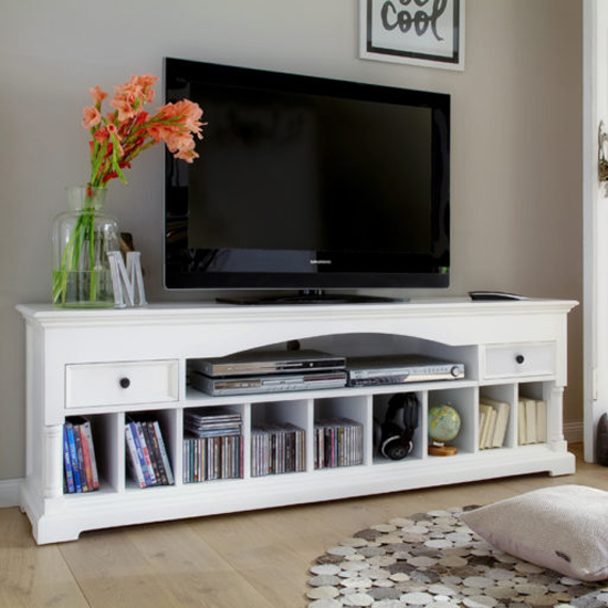 Proviko Wooden TV Stand In Classic White