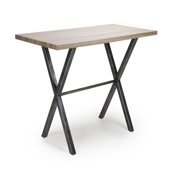 Brasilia Wooden Bar Table With Black Legs In Oak