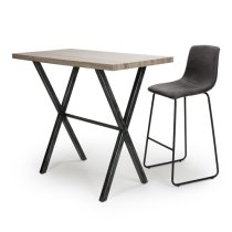 Brasilia Wooden Bar Table With Black Legs In Oak