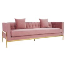 Minchin Upholstered Velvet 3 Seater Sofa In Pink