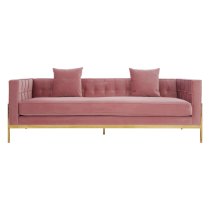 Minchin Upholstered Velvet 3 Seater Sofa In Pink