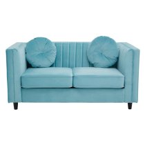 Lismore Upholstered Velvet 2 Seater Sofa In Midnight Green