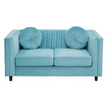 Lismore Upholstered Velvet 2 Seater Sofa In Midnight Green