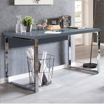 Sydney High Gloss Laptop Desk In Grey And Chrome Frame