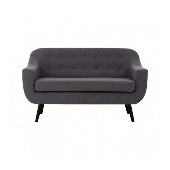 Odensa Upholstered Fabric 2 Seater Sofa In Dark Grey