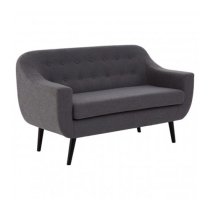 Odensa Upholstered Fabric 2 Seater Sofa In Dark Grey