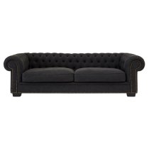 Lincolno Upholstered Fabric 3 Seater Sofa In Black