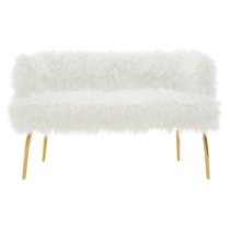 Clarox Upholstered Faux Fur 2 Seater Sofa In White