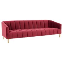 Balles Upholstered Velvet 3 Seater Sofa In Wine