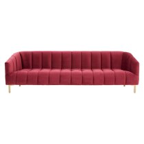 Balles Upholstered Velvet 3 Seater Sofa In Wine