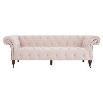 Syria Upholstered Fabric 3 Seater Sofa In Muted Pink