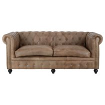 Australis Upholstered Leather 3 Seater Sofa In Light Brown