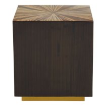 Gablet Square Wooden Side Table With Gold Base In Dark Brown