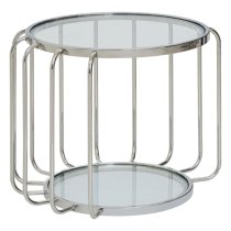 Orizone Clear Glass Top Side Table With Chrome Steel Base