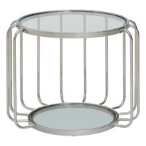 Orizone Clear Glass Top Side Table With Chrome Steel Base