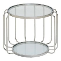 Orizone Clear Glass Top Side Table With Chrome Steel Base