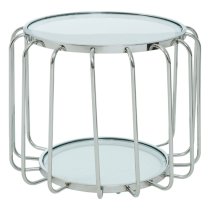 Orizone Clear Glass Top Side Table With Chrome Steel Base