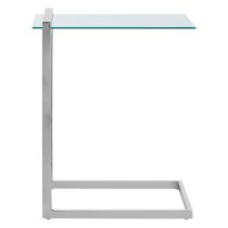 Orizone Clear Glass End Table With Silver Stainless Steel Frame