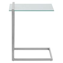 Orizone Clear Glass End Table With Silver Stainless Steel Frame