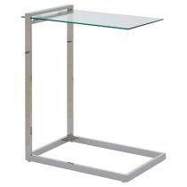 Orizone Clear Glass End Table With Silver Stainless Steel Frame