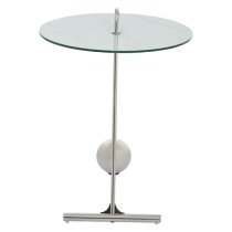 Orizone White Marble Effect Glass End Table With Chrome Base