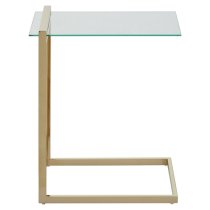 Orizone Clear Glass End Table With Gold Stainless Steel Frame