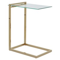 Orizone Clear Glass End Table With Gold Stainless Steel Frame