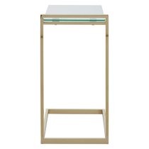 Orizone Clear Glass End Table With Gold Stainless Steel Frame