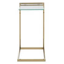 Orizone Clear Glass End Table With Gold Stainless Steel Frame