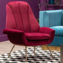 Biltun Upholstered Velvet Bedroom Chair In Red