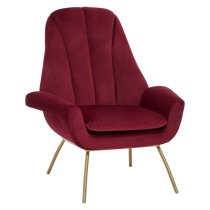 Biltun Upholstered Velvet Bedroom Chair In Red